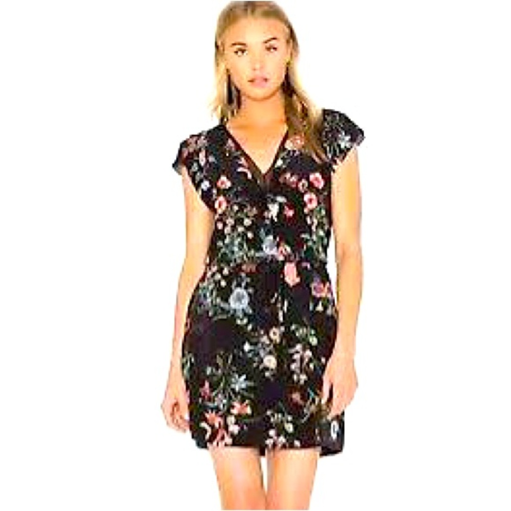 Rebecca Taylor Black Silk Floral Mini Dress